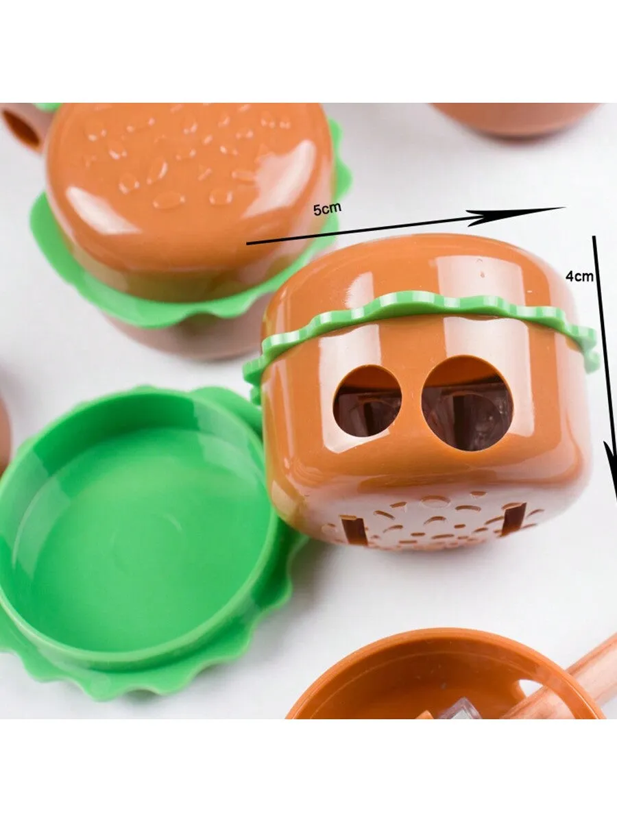 1pc - Simulated Hamburger Shaped Pencil Sharpener, Double Hole Cartoon Pencil Cutter, Elementary School Student Gift And Prize