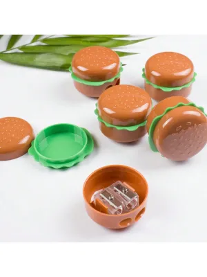 1pc - Simulated Hamburger Shaped Pencil Sharpener, Double Hole Cartoon Pencil Cutter, Elementary School Student Gift And Prize