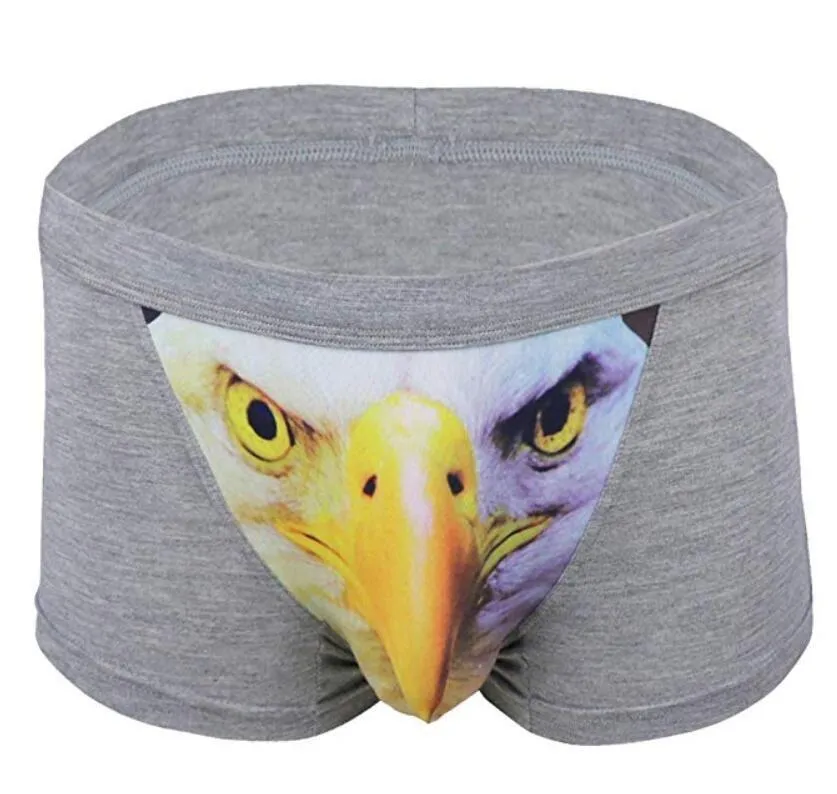4 Pack Adult Mens 3D Wolf Eagle Boxer Briefs Animal Print Underwear Shorts Pants