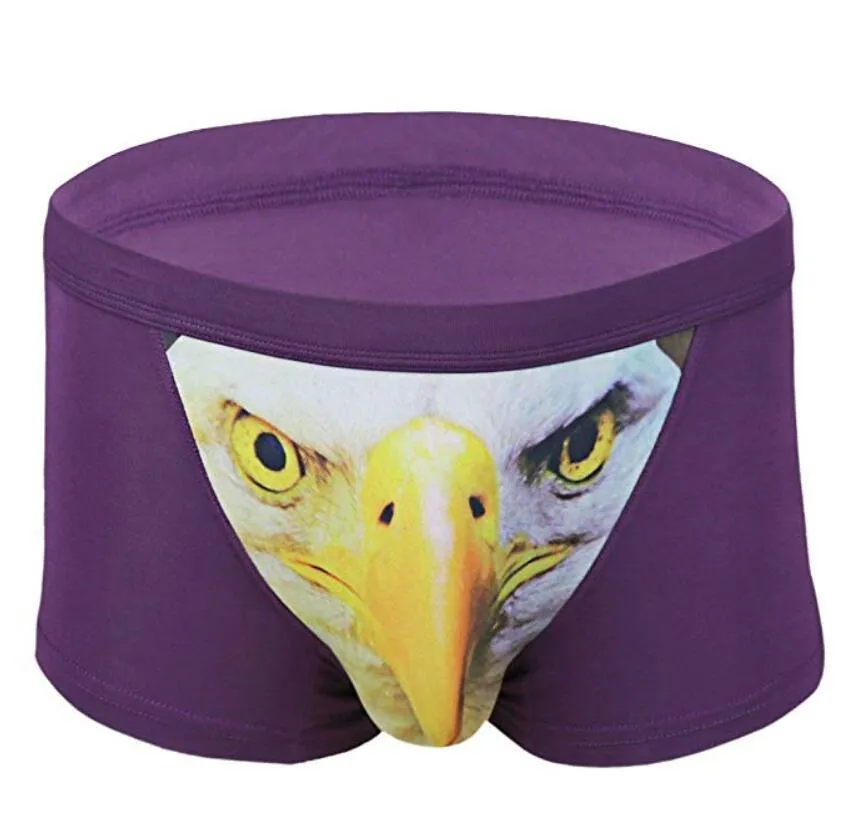 4 Pack Adult Mens 3D Wolf Eagle Boxer Briefs Animal Print Underwear Shorts Pants