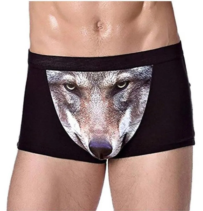 4 Pack Adult Mens 3D Wolf Eagle Boxer Briefs Animal Print Underwear Shorts Pants