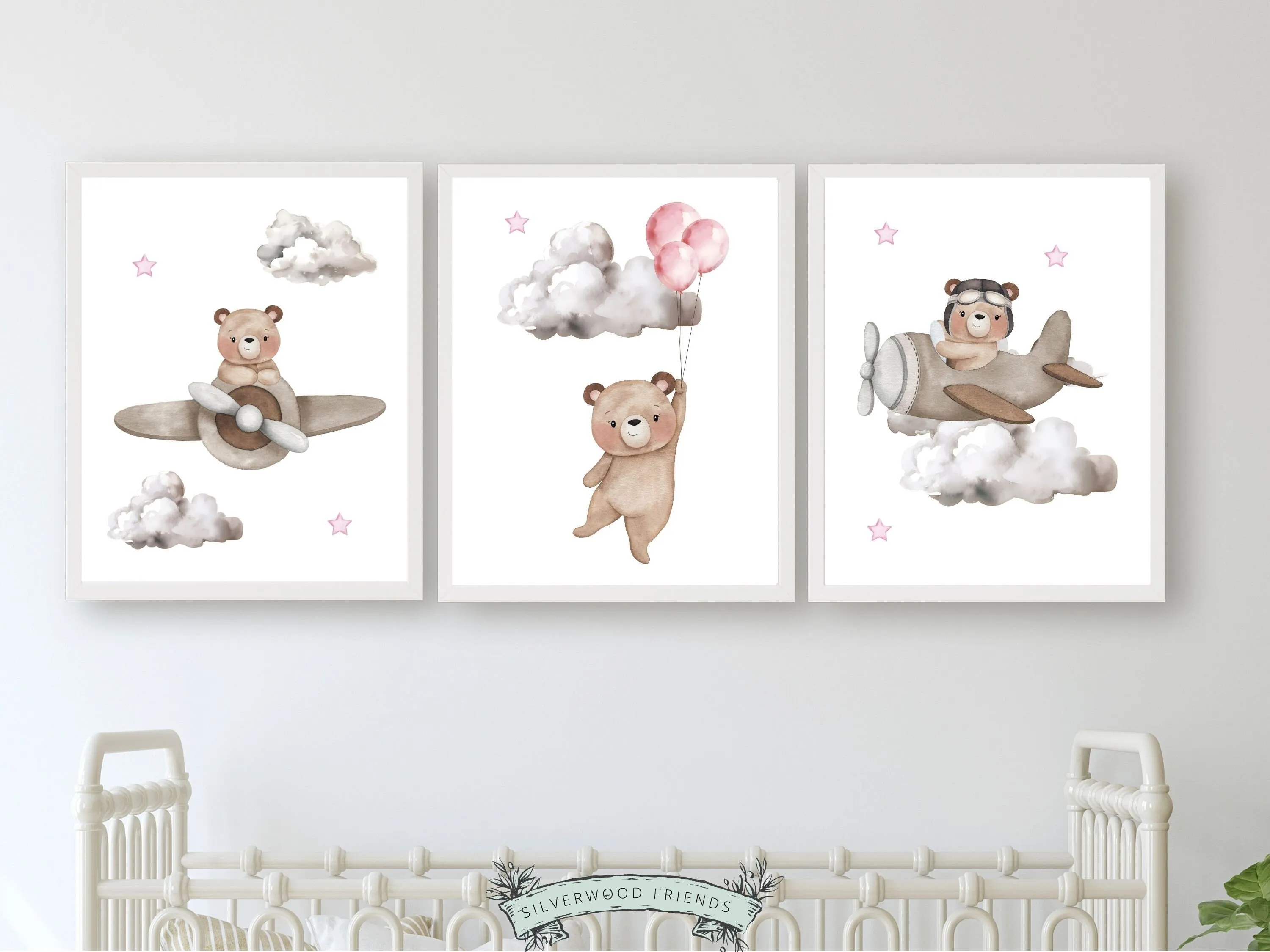 Baby Girl's Teddy Bear Nursery Prints
