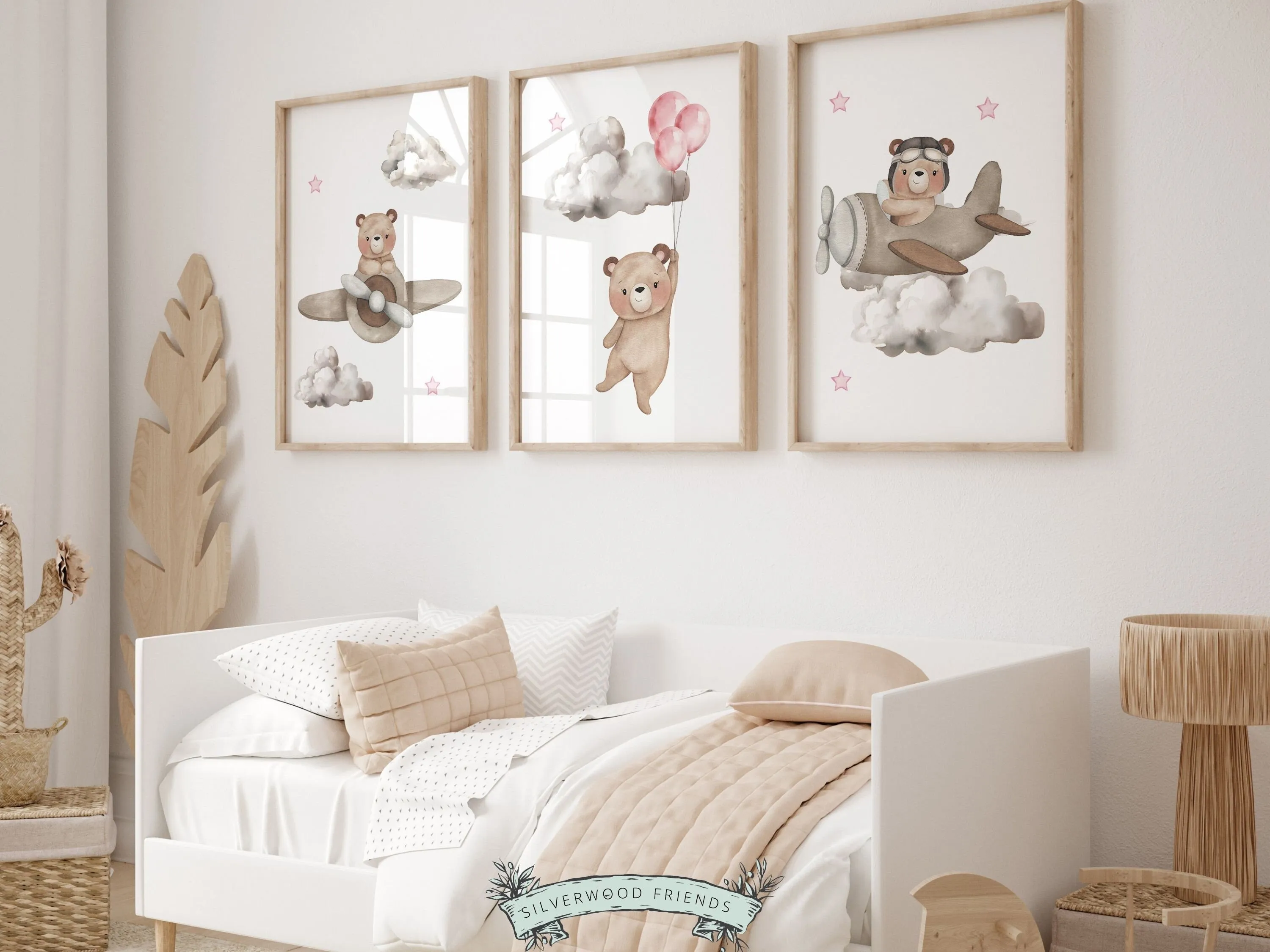 Baby Girl's Teddy Bear Nursery Prints