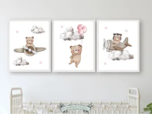 Baby Girl's Teddy Bear Nursery Prints