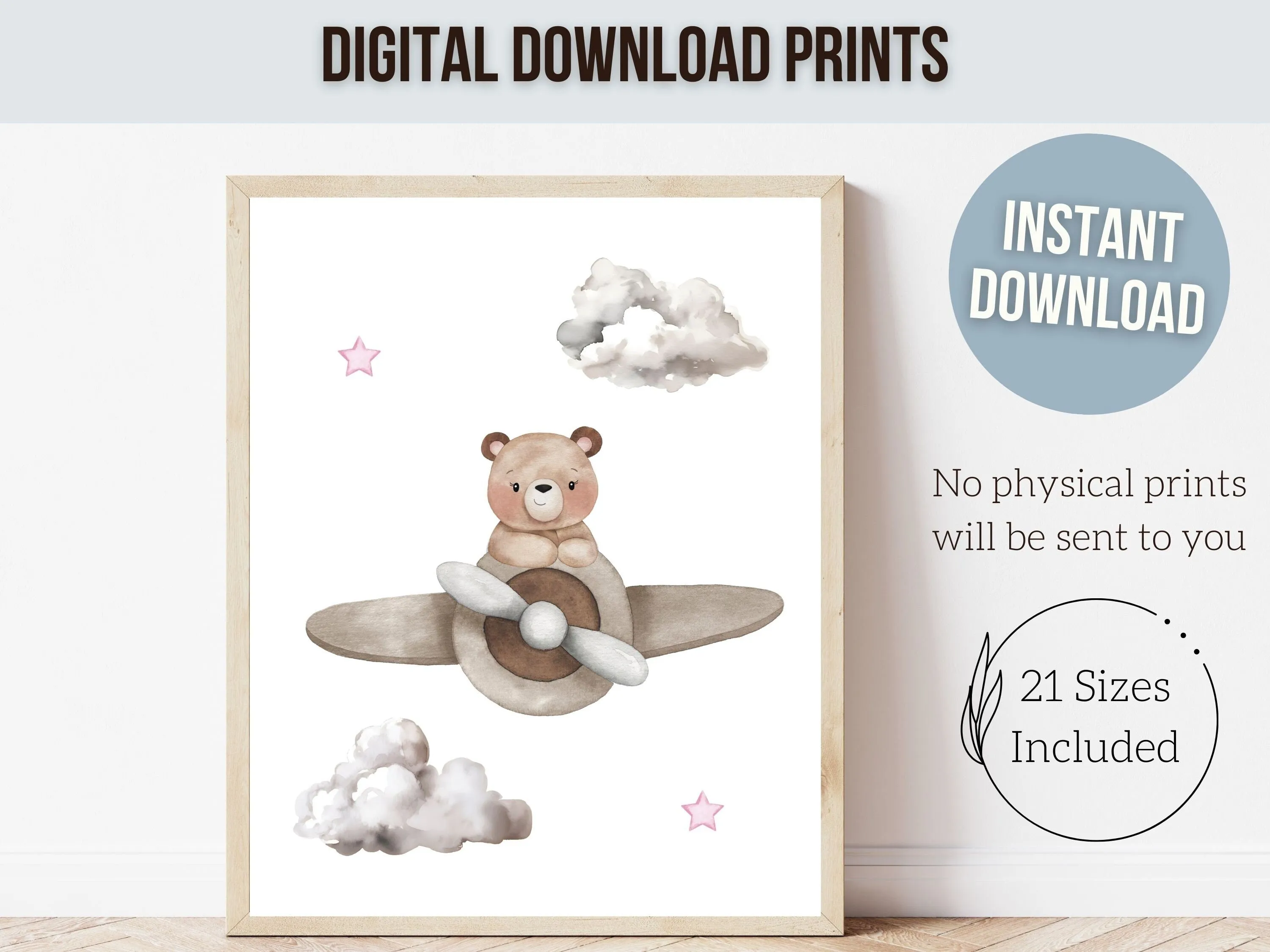 Baby Girl's Teddy Bear Nursery Prints