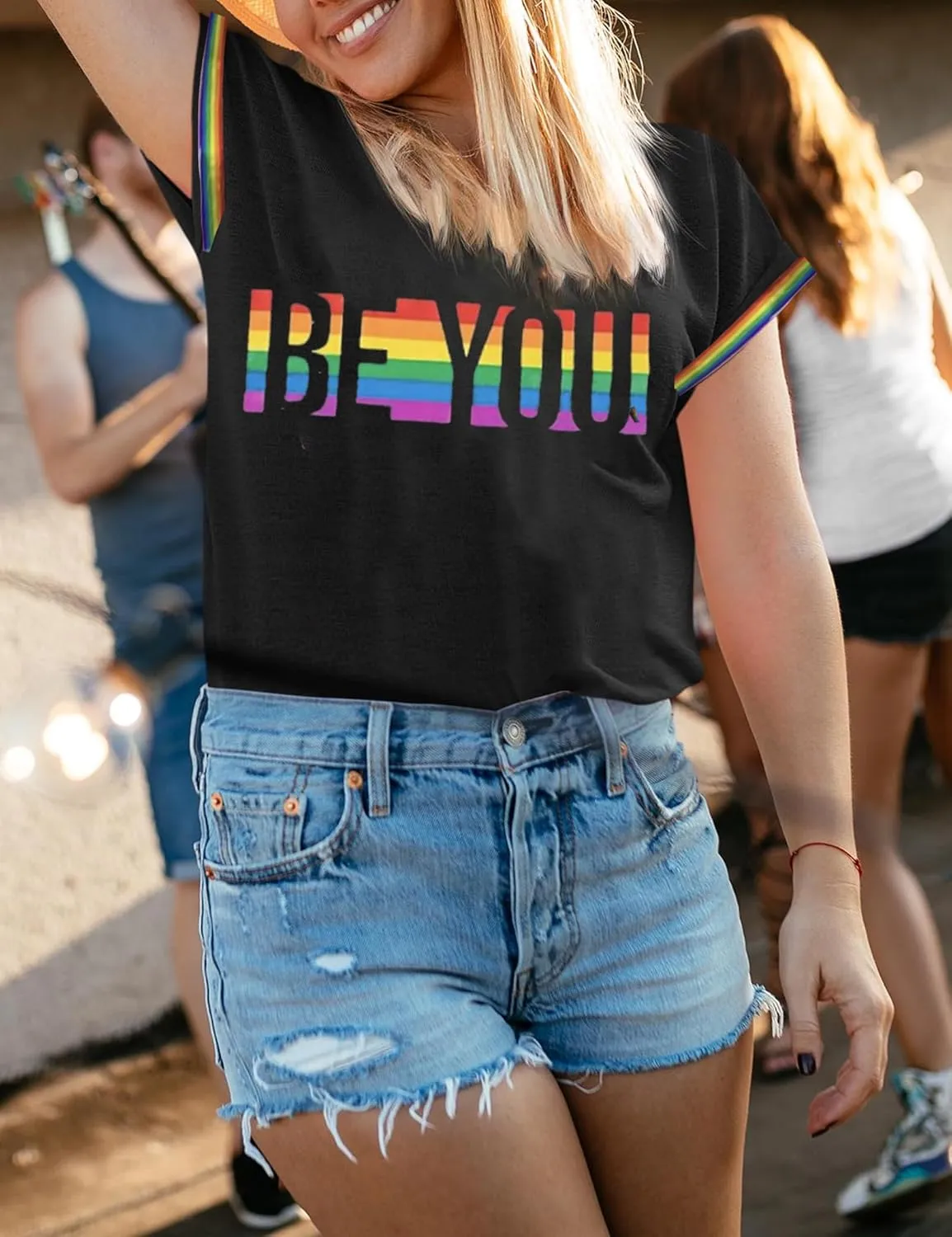 Be You Shirt Women Pride T Shirt Rainbow Graphic Shirts Letter Print Casual Short Sleeve Tees Tops