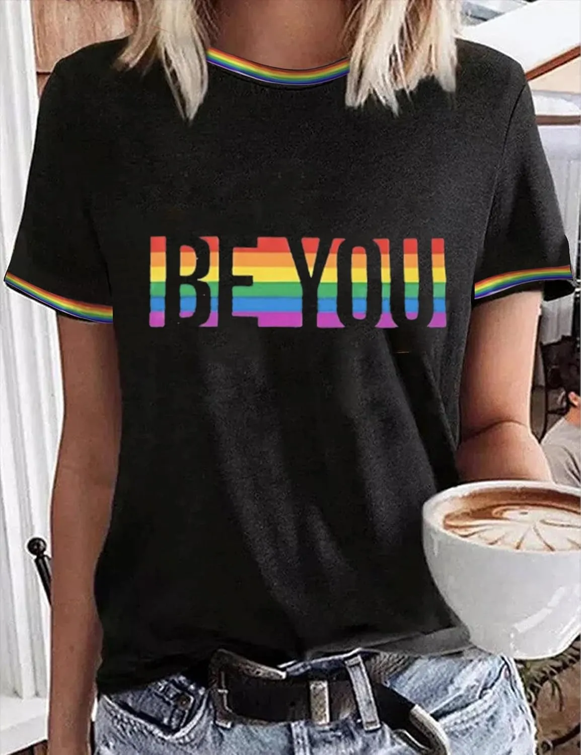 Be You Shirt Women Pride T Shirt Rainbow Graphic Shirts Letter Print Casual Short Sleeve Tees Tops