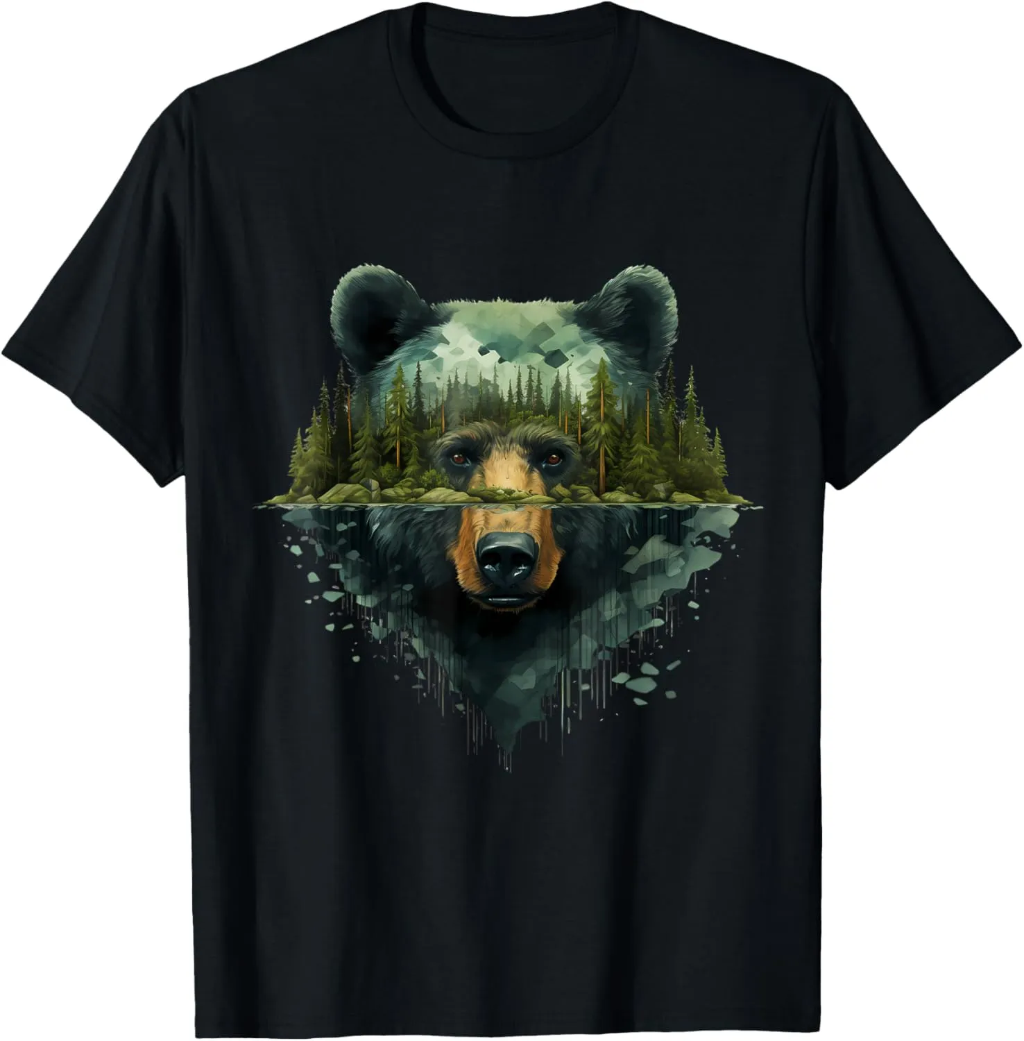 Bear Artwork Portrait Wildlife Forest Nature Animal Art T-Shirt