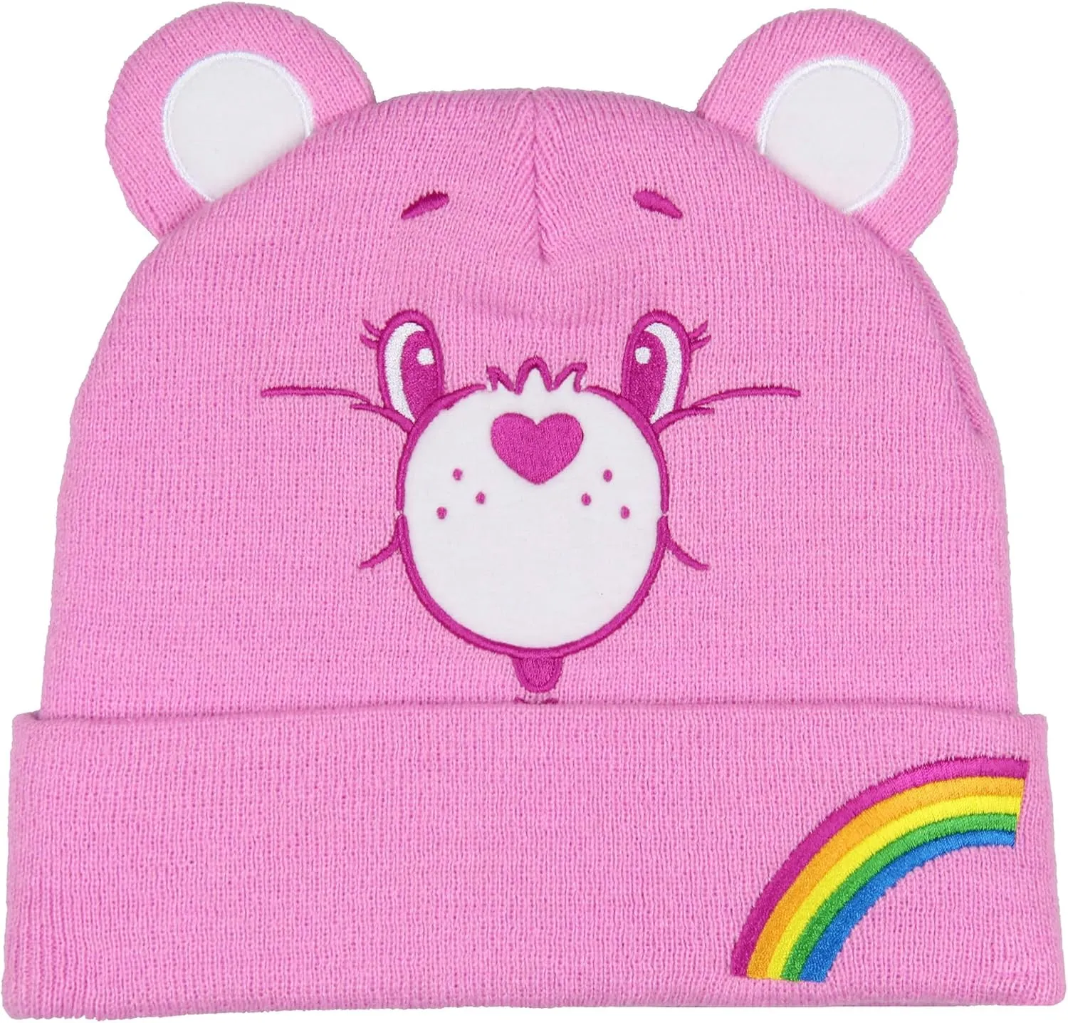 Care Bears Embroidered Face Belly Badges 3D Ears Cuff Knit Adult Beanie