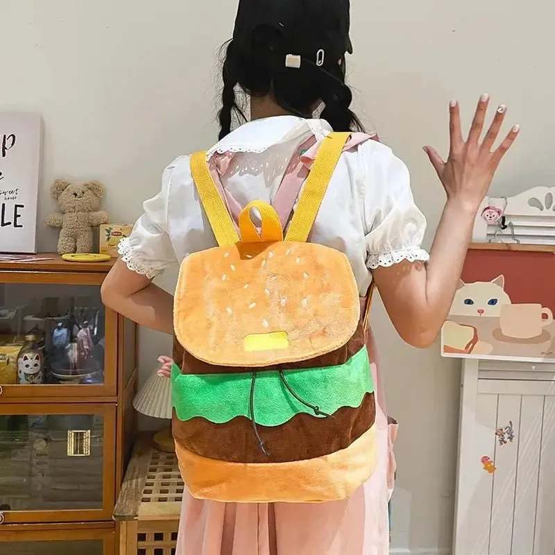 Cartoon Hamburger Schoolbag Plush Backpack Fashion Campus Steven Universe Bioworld Large Capacity Burger Plush Bag For Girl Gift