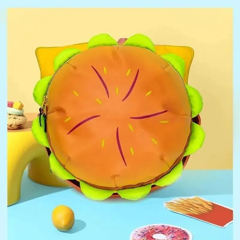 Cartoon Hamburger Schoolbag Plush Backpack Fashion Campus Steven Universe Bioworld Large Capacity Burger Plush Bag For Girl Gift