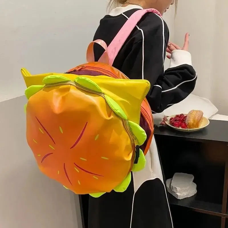 Cartoon Hamburger Schoolbag Plush Backpack Fashion Campus Steven Universe Bioworld Large Capacity Burger Plush Bag For Girl Gift