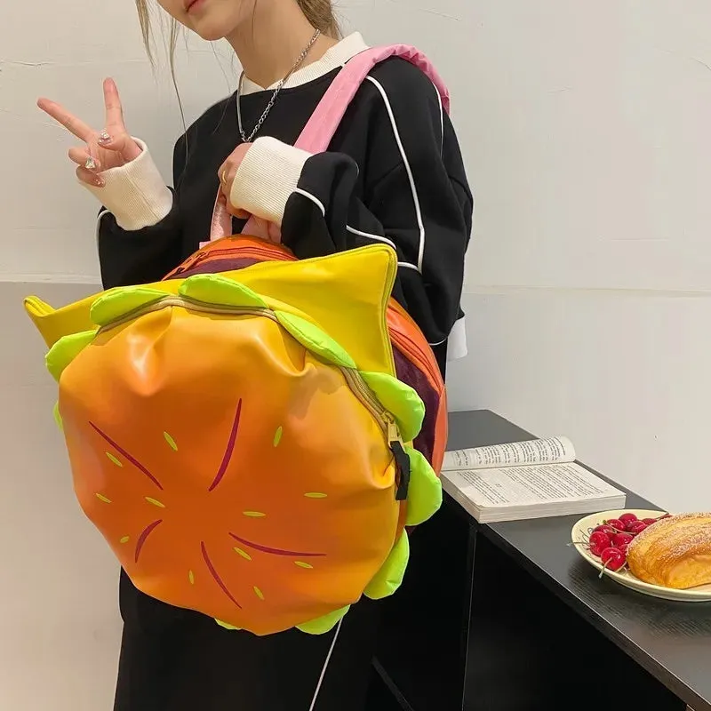 Cartoon Hamburger Schoolbag Plush Backpack Fashion Campus Steven Universe Bioworld Large Capacity Burger Plush Bag For Girl Gift