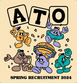 Cartoon Playful Mascots with Hamburger Letter Blocks Spring Recruitment Shirt