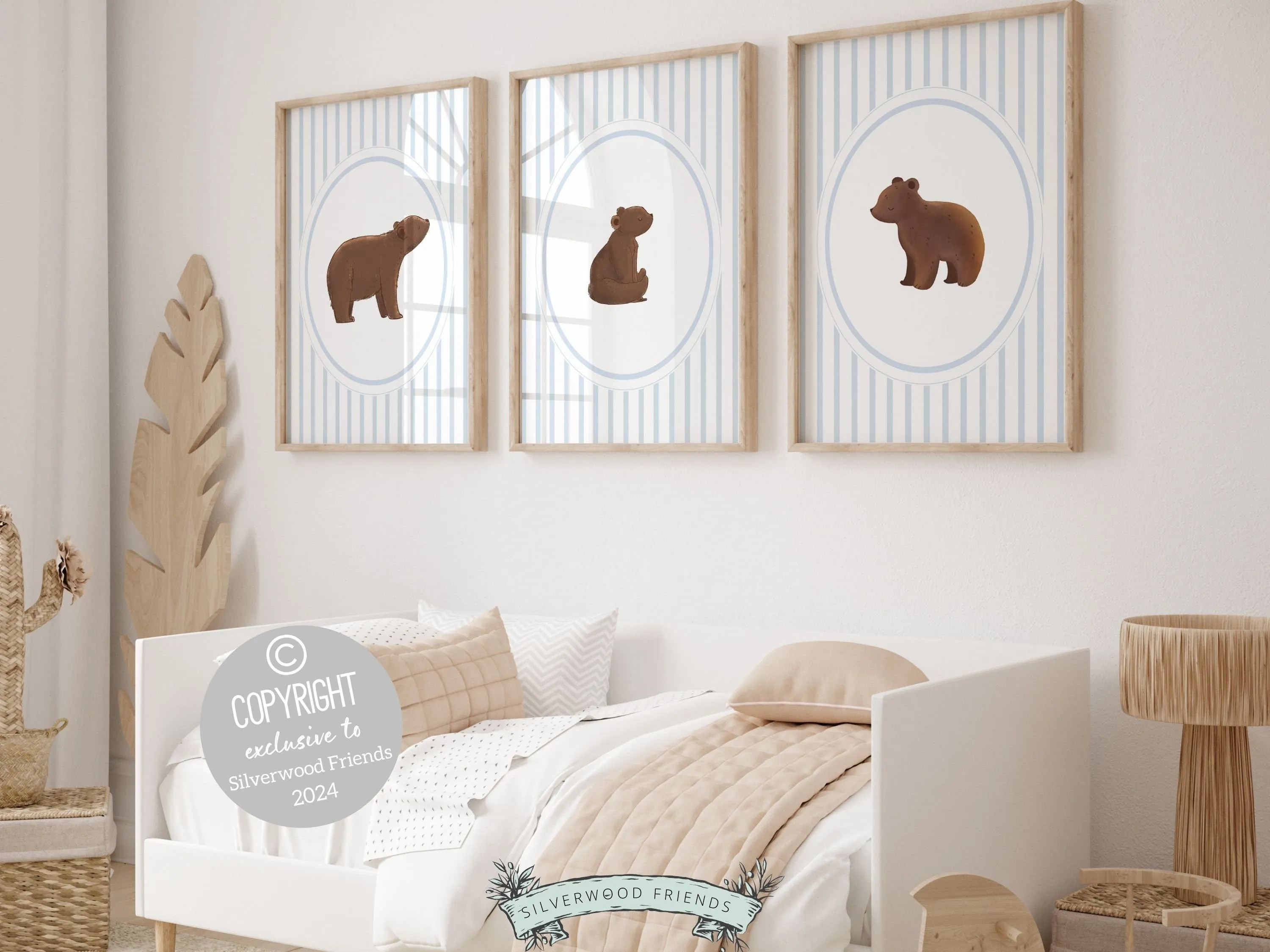 Chinoiserie Bear Nursery Prints - Set of 3