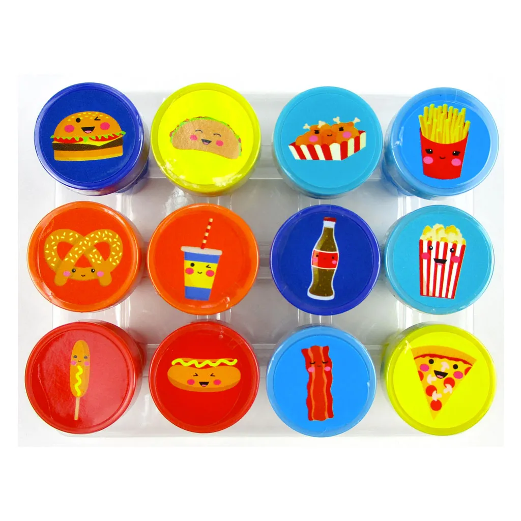 Cute Cartoon Food Stamp Kit for Kids - 12 Pcs