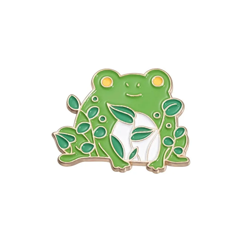 Cute Pastoral Pin Cartoon Hamburger Frog Alloy Unisex Brooches