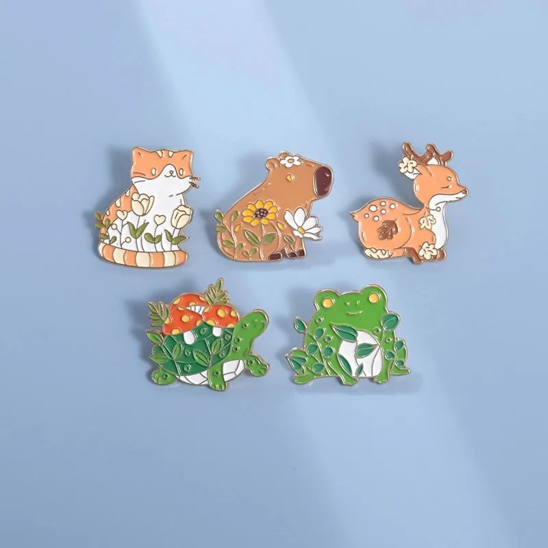 Cute Pastoral Pin Cartoon Hamburger Frog Alloy Unisex Brooches