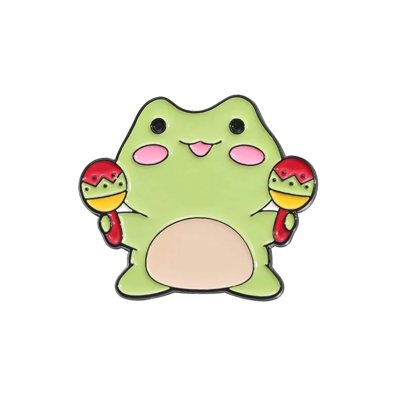 Cute Pastoral Pin Cartoon Hamburger Frog Alloy Unisex Brooches