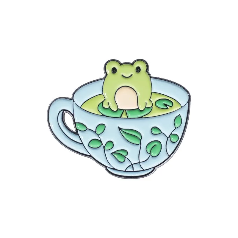 Cute Pastoral Pin Cartoon Hamburger Frog Alloy Unisex Brooches