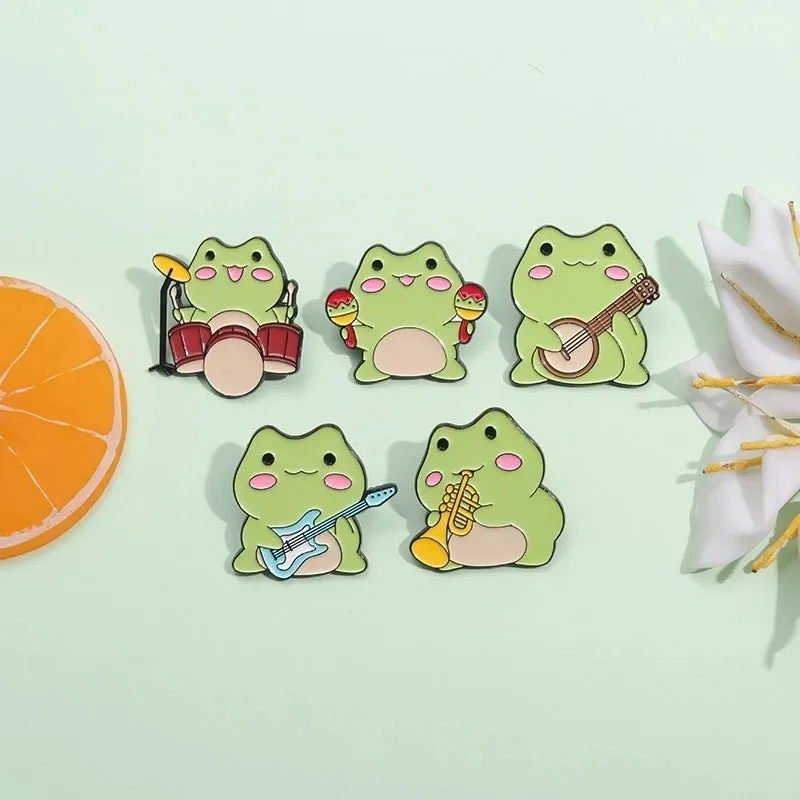 Cute Pastoral Pin Cartoon Hamburger Frog Alloy Unisex Brooches