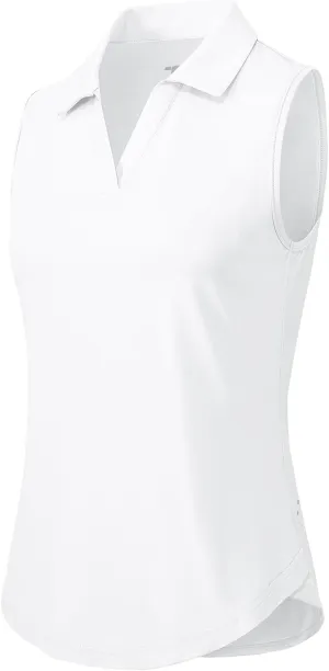Gopune Women's Sleeveless Golf Shirts Quick Dry Lightweight UPF 50  Tennis Polo Shirts Collared V-Neck Tank Tops