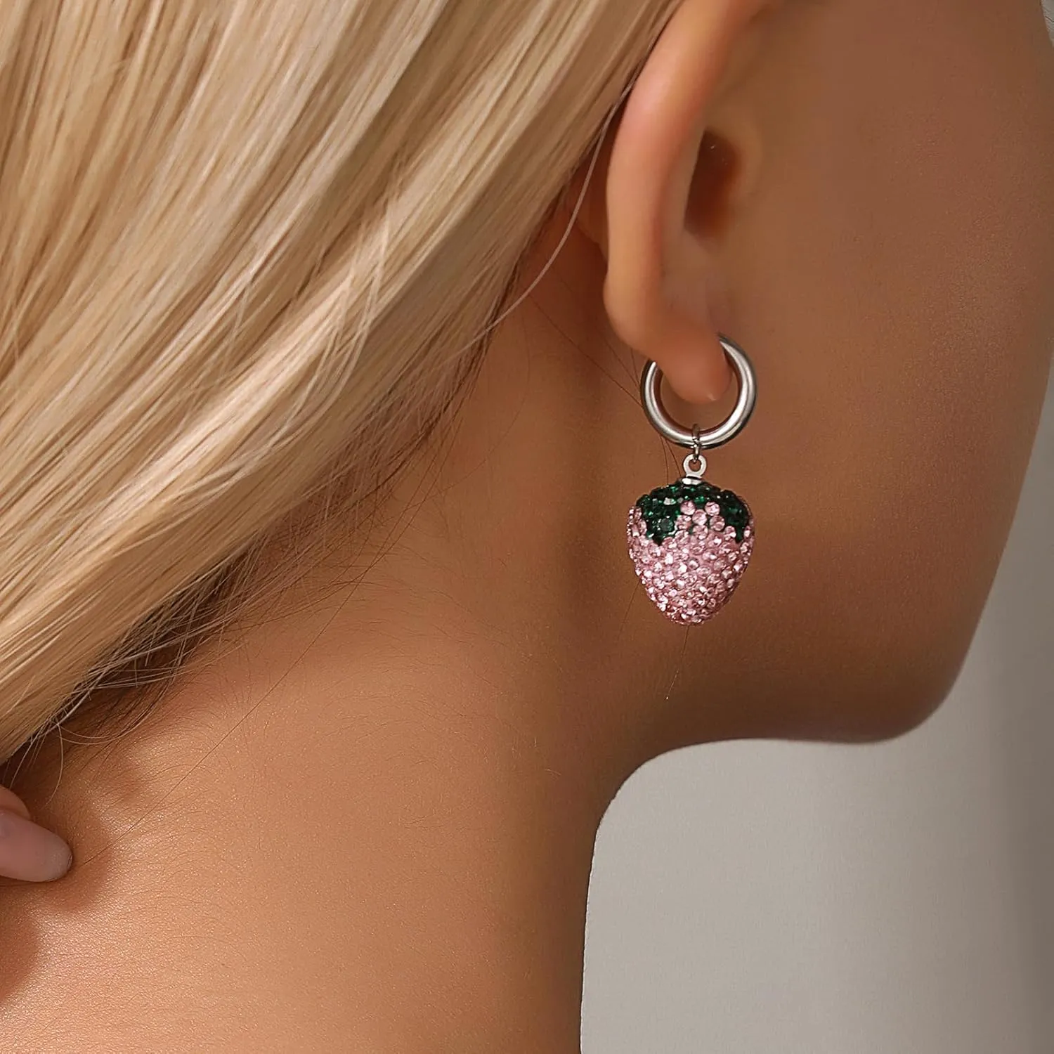 HEYU Strawberry & Cherry Earrings for Women - Cute Cartoon Fun Fruit Drop 3D Red Jewelry Gift Set with Gift Box - Unique Dainty Theme Charm Earrings for Lover, Daughter, Niece