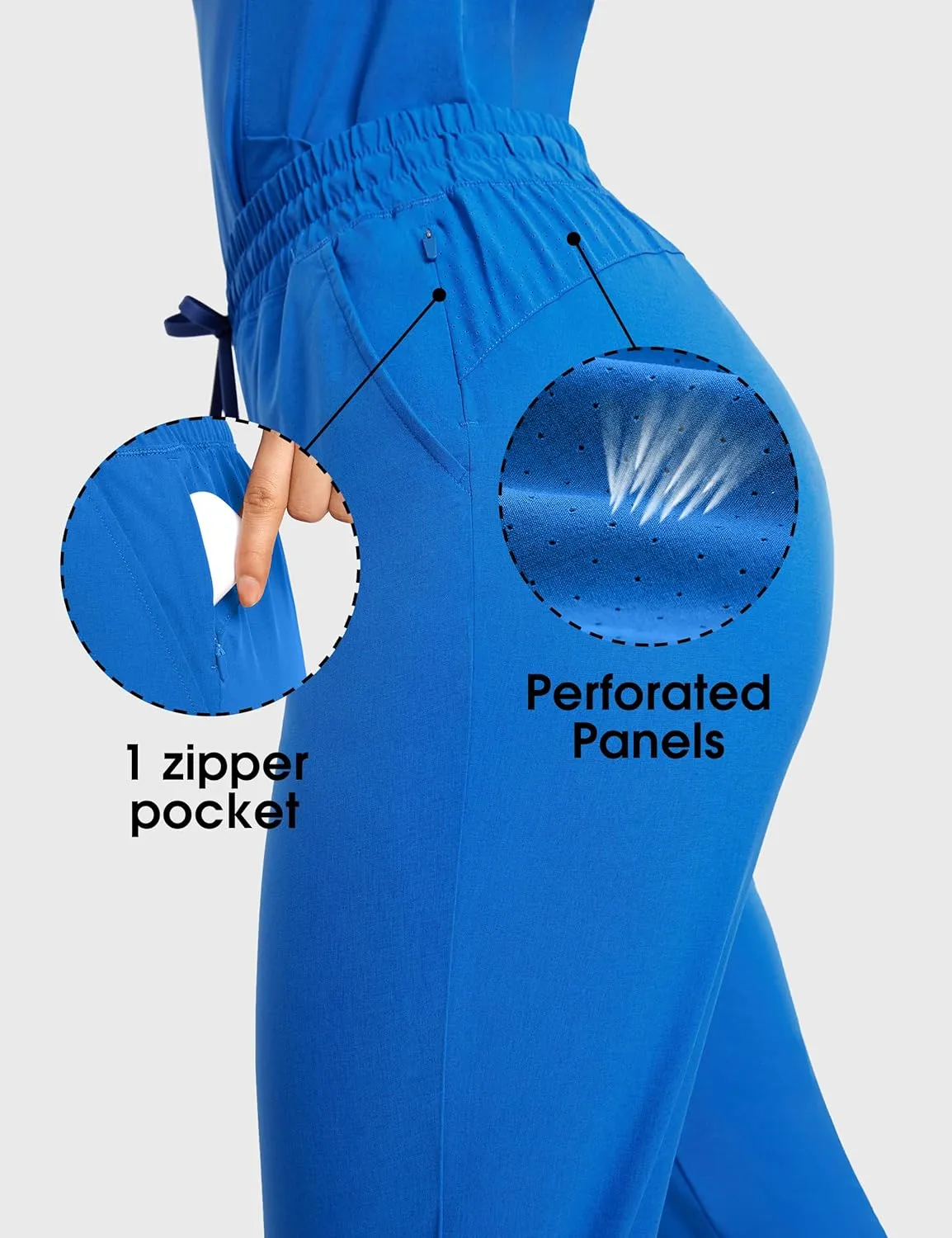 High Waisted Jogger Scrub Pants for Women with 5 Pockets Drawstring Medical Work Pants Breathable