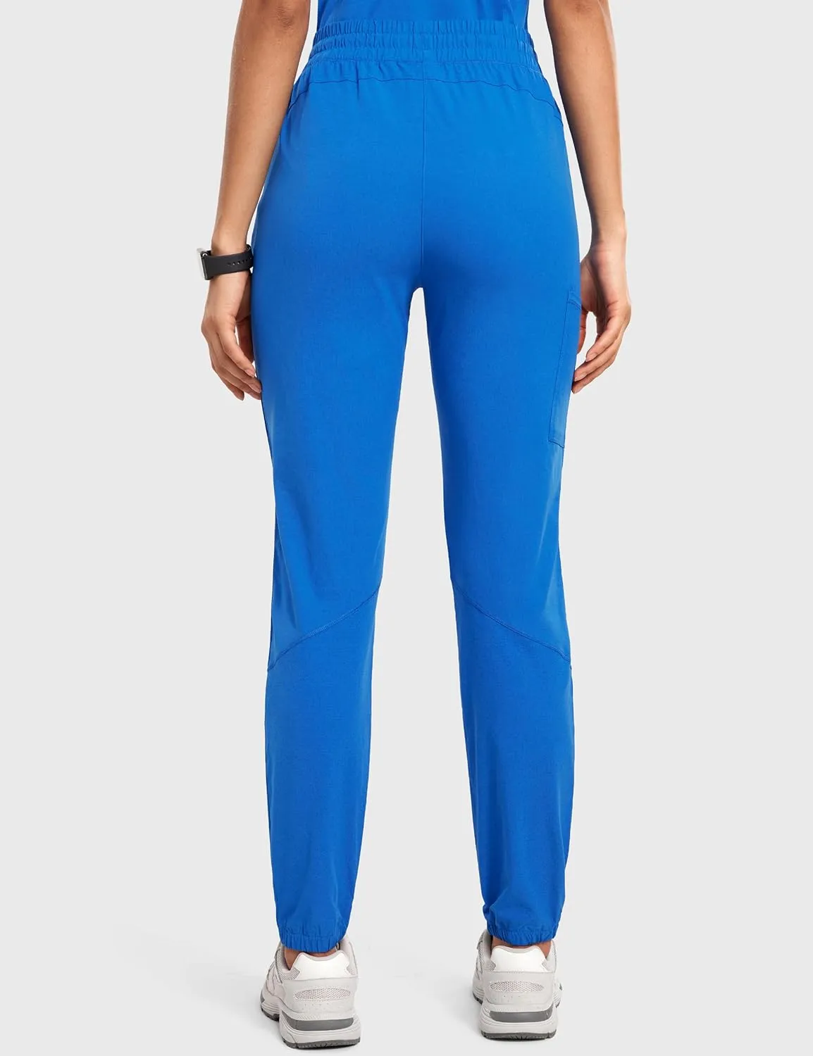 High Waisted Jogger Scrub Pants for Women with 5 Pockets Drawstring Medical Work Pants Breathable