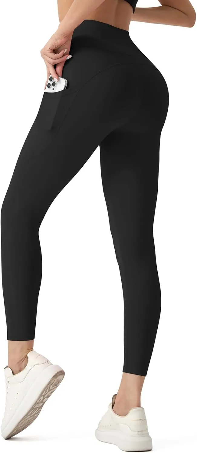 High Waisted Leggings for Women - No Front Seam Tummy Control Yoga Pants for Workout Running No See Through