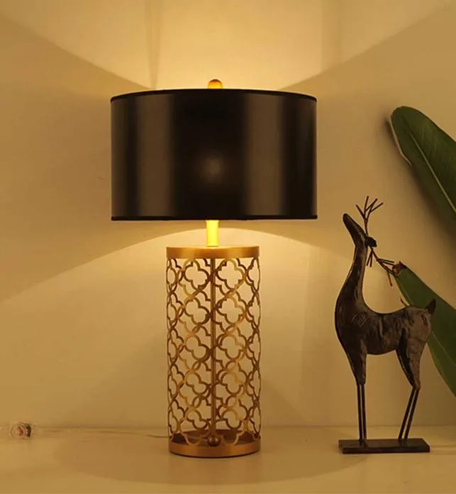 HOLLOWED TABLE LAMP WITH DARK SHADE