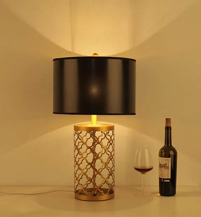 HOLLOWED TABLE LAMP WITH DARK SHADE