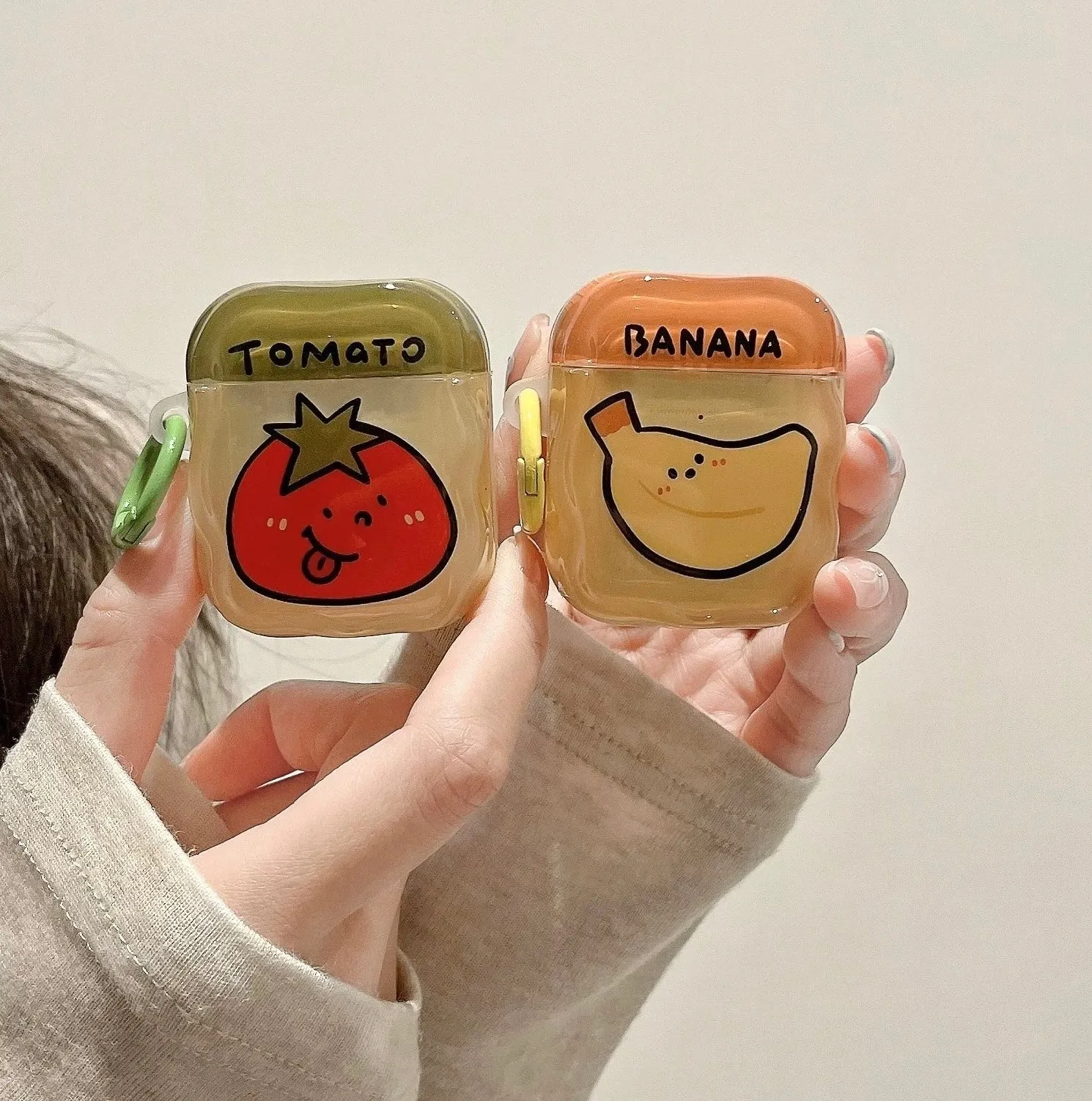 Japanese Cartoon Fun Colourful Fast Food & Fruits Fries Hamburger Tomato Banana - AirPods AirPodsPro AirPods3 Case Green Yellow Red Brown