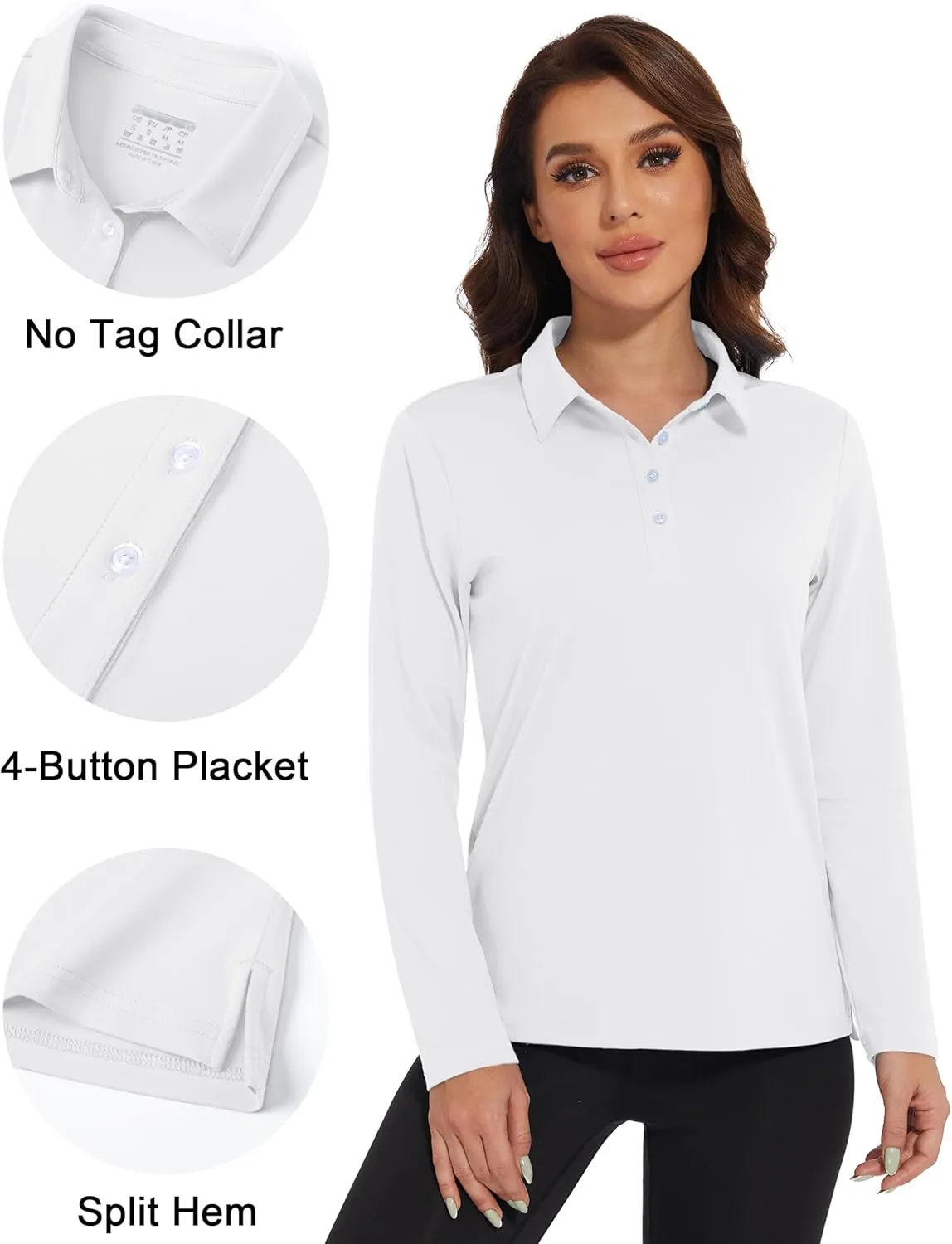 MAGCOMSEN Women's Polo Shirts Long Sleeve Golf T Shirt Quick Dry UPF 50  Sun Protection Lightweight Athletic Tennis Shirts