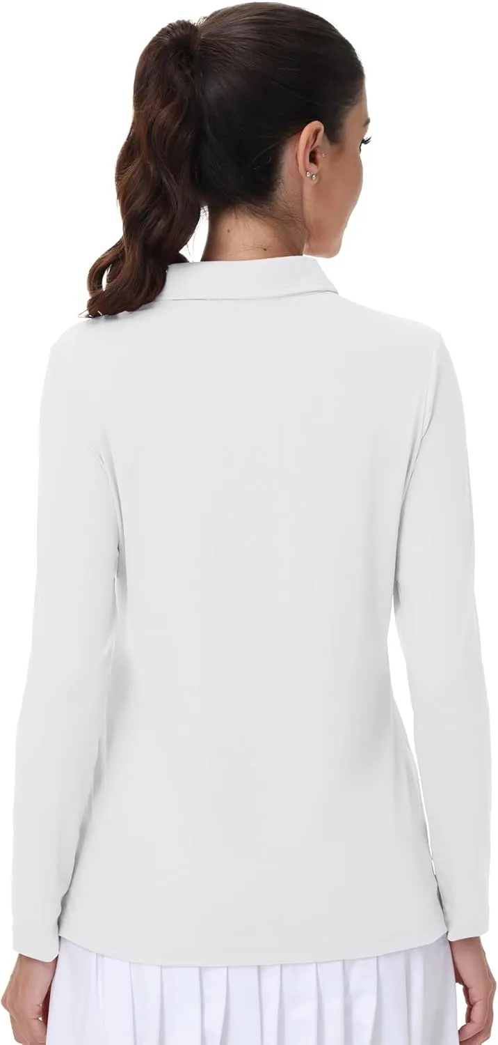 MAGCOMSEN Women's Polo Shirts Long Sleeve Golf T Shirt Quick Dry UPF 50  Sun Protection Lightweight Athletic Tennis Shirts