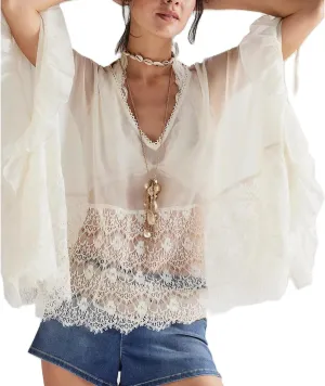 Miqil Women Tie Front Long Sleeve Top Loose Fit Solid Color Ruffle Flowy Chiffon Shirt Y2K Boho Summer Trendy Beach Blouse