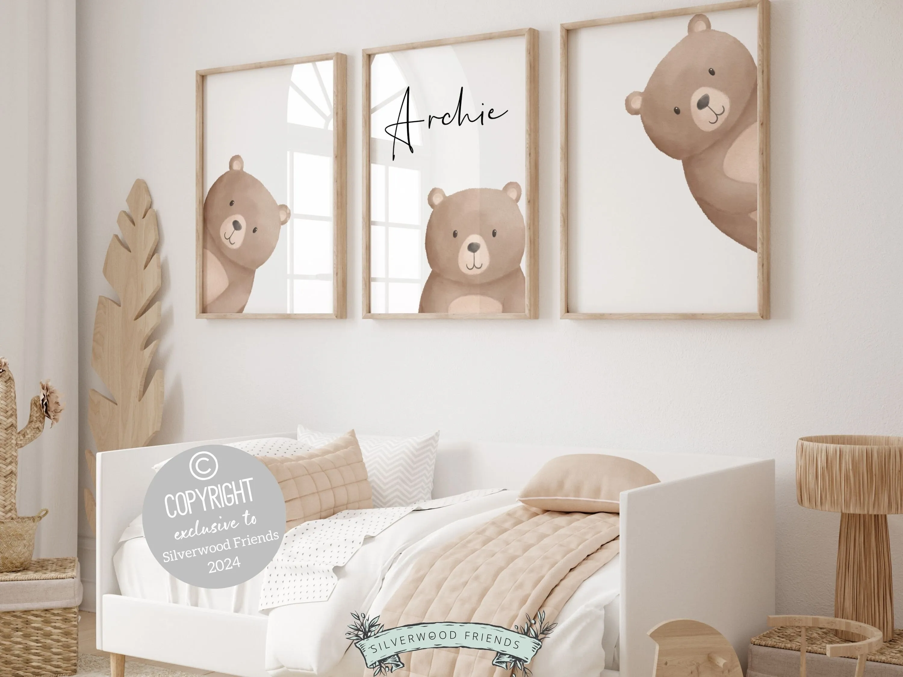 ORIGINAL Peeking Bear Nursery Print - Personalised