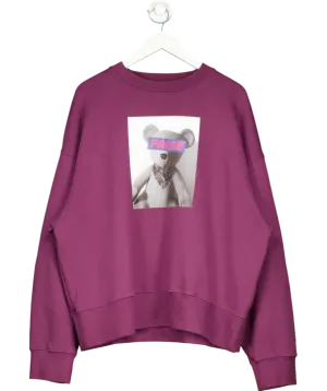 Palm Angels Purple Teddy Bear Print Sweatshirt UK M