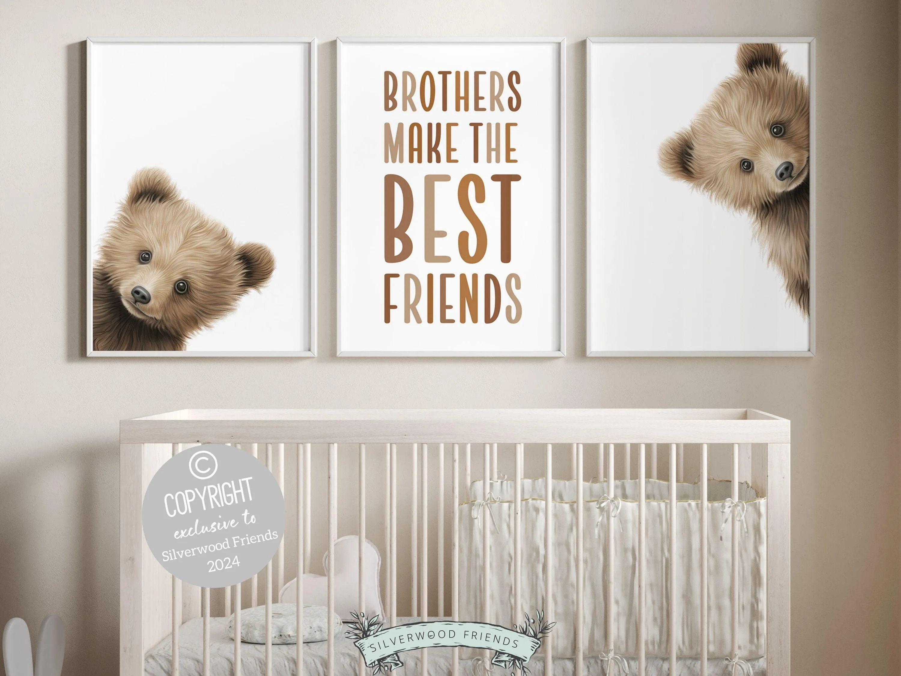 Peeking Bear Brothers Nursery Prints
