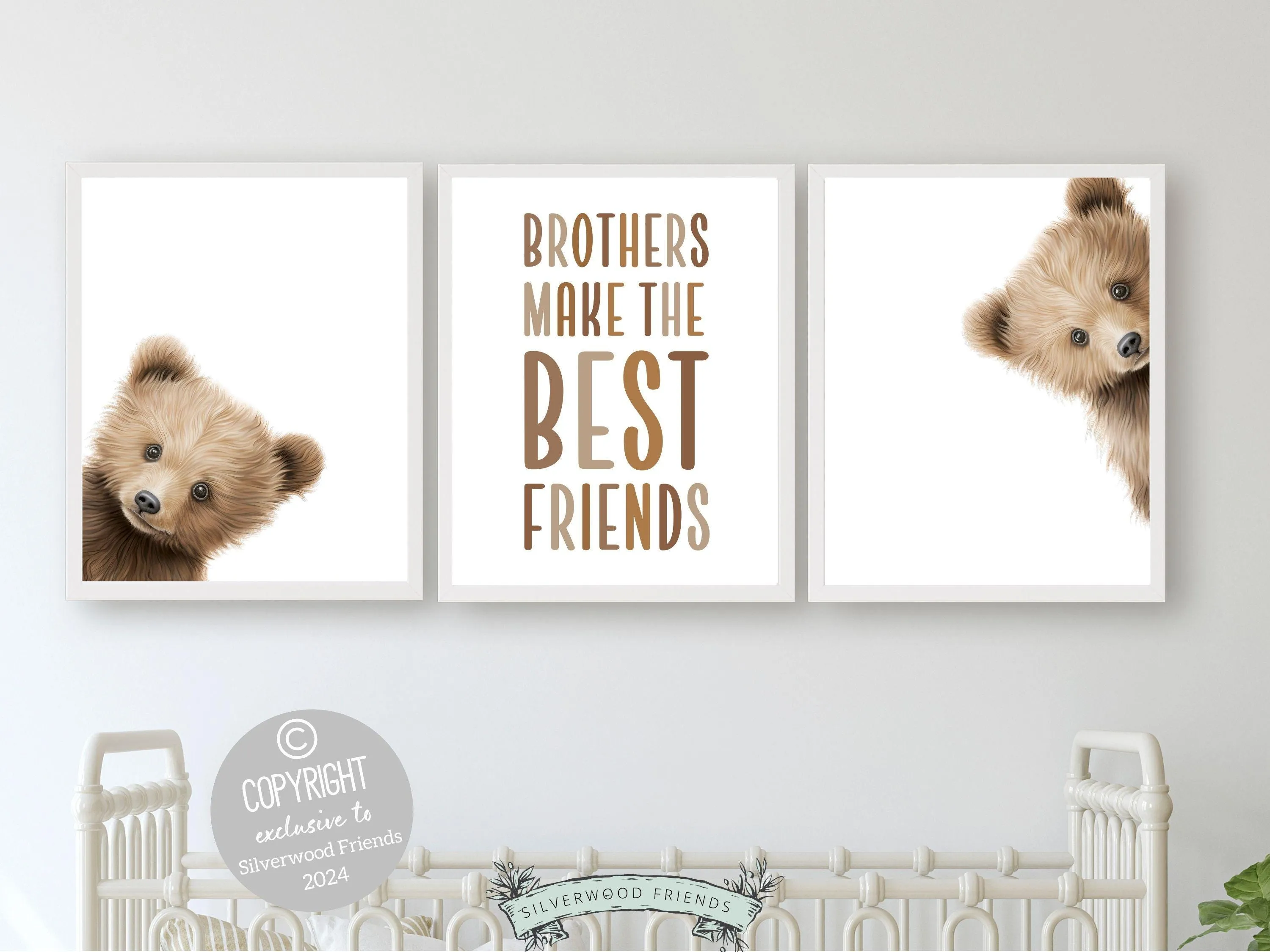 Peeking Bear Brothers Nursery Prints