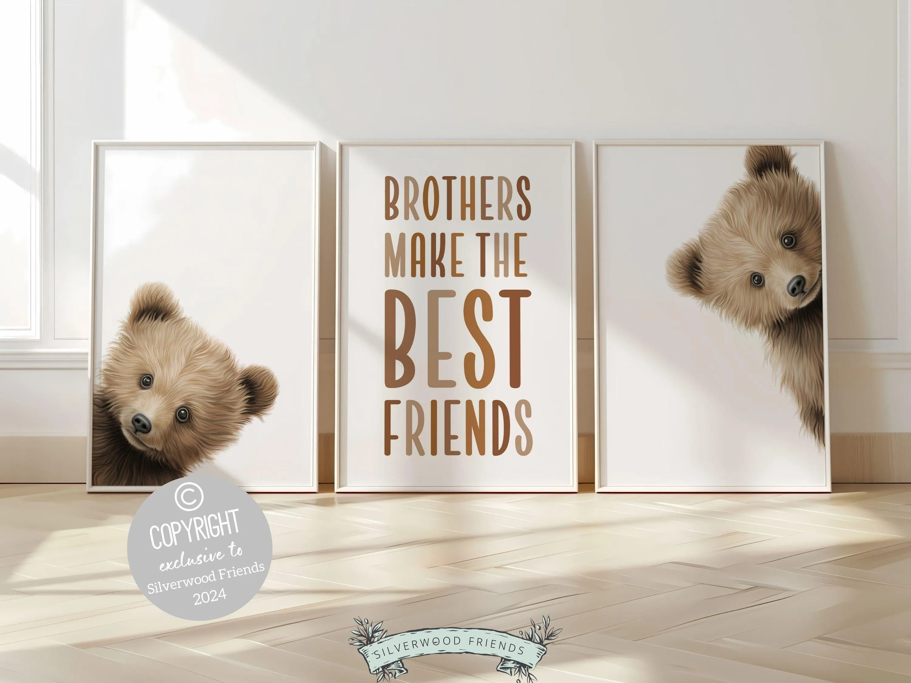 Peeking Bear Brothers Nursery Prints