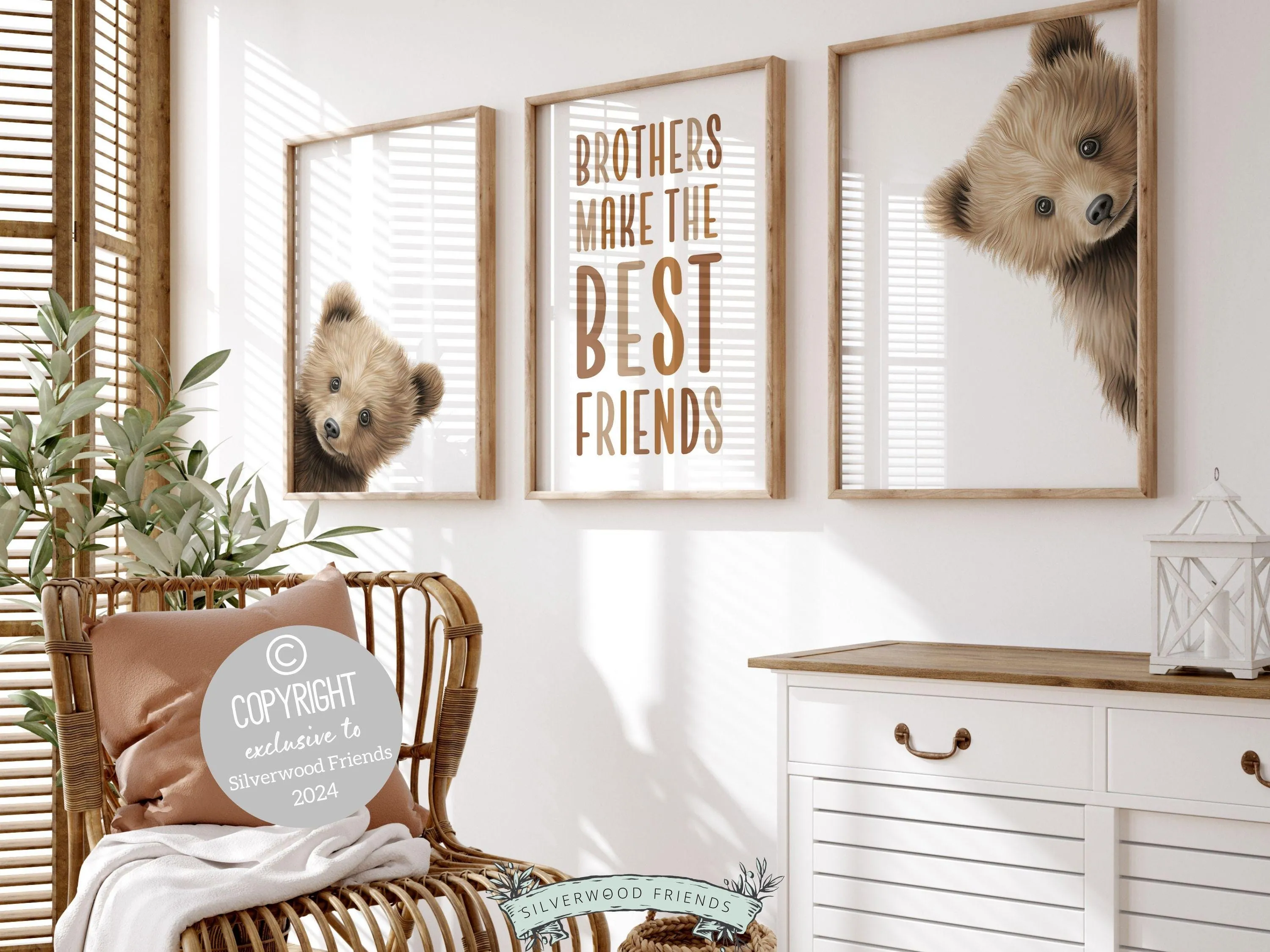 Peeking Bear Brothers Nursery Prints