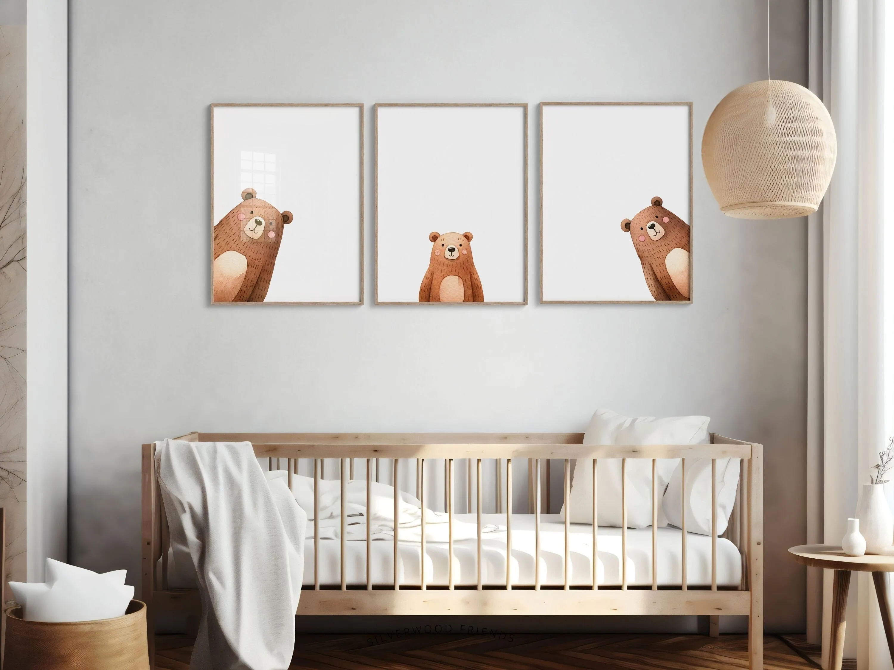 Peeking Bear Nursery Print - Family 3