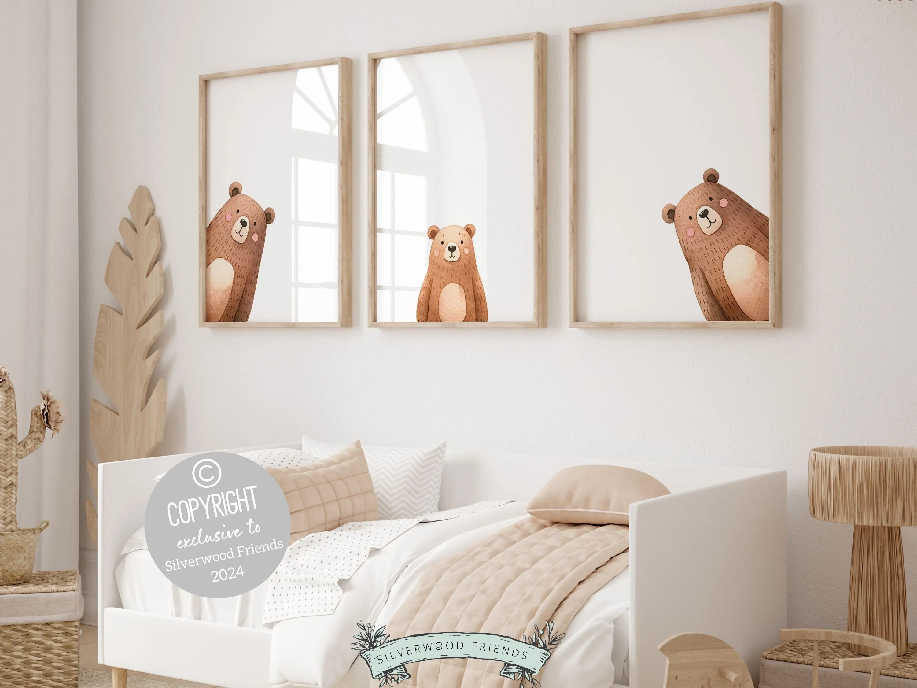 Peeking Bear Nursery Print - Family 3