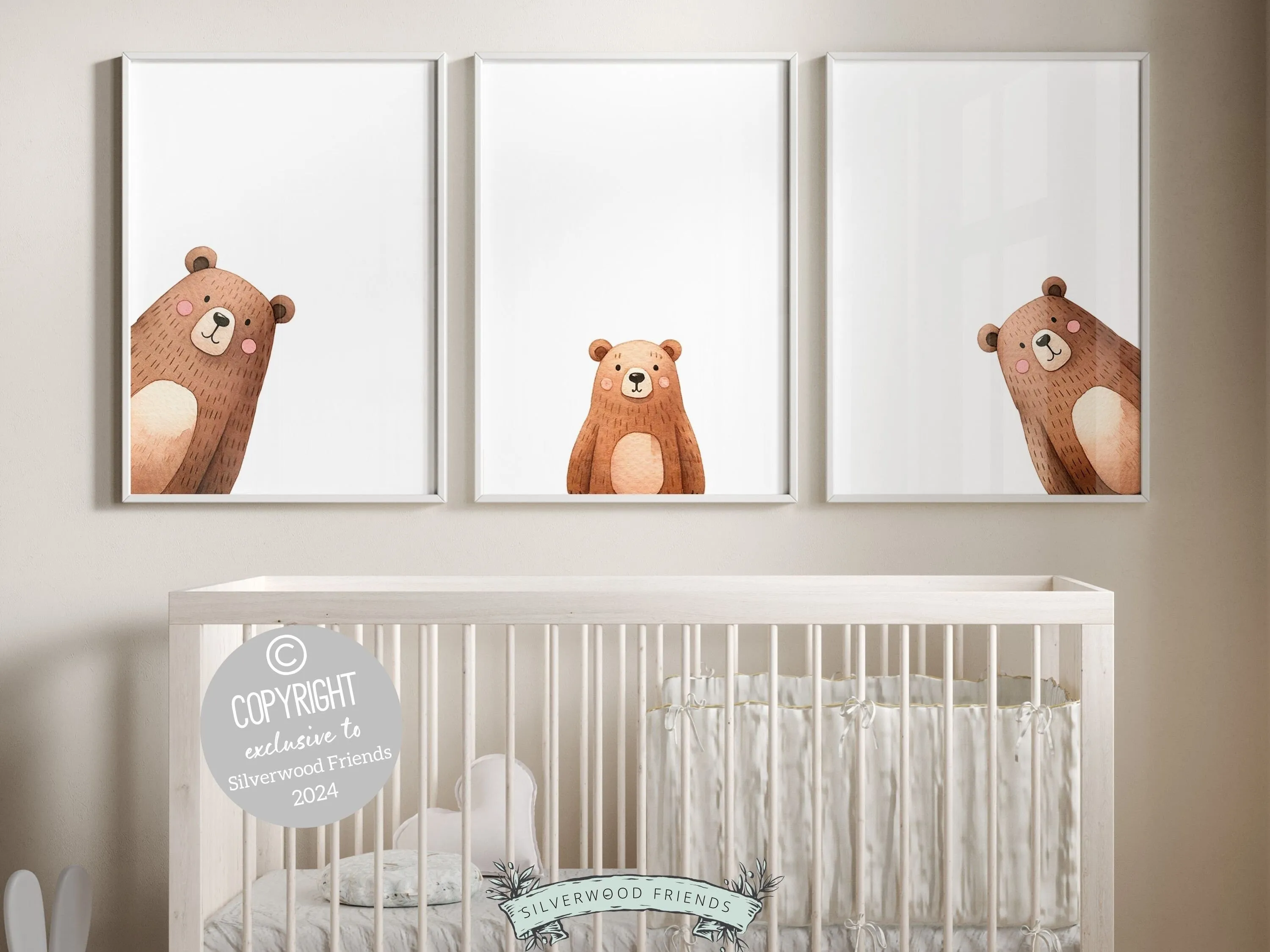 Peeking Bear Nursery Print - Family 3