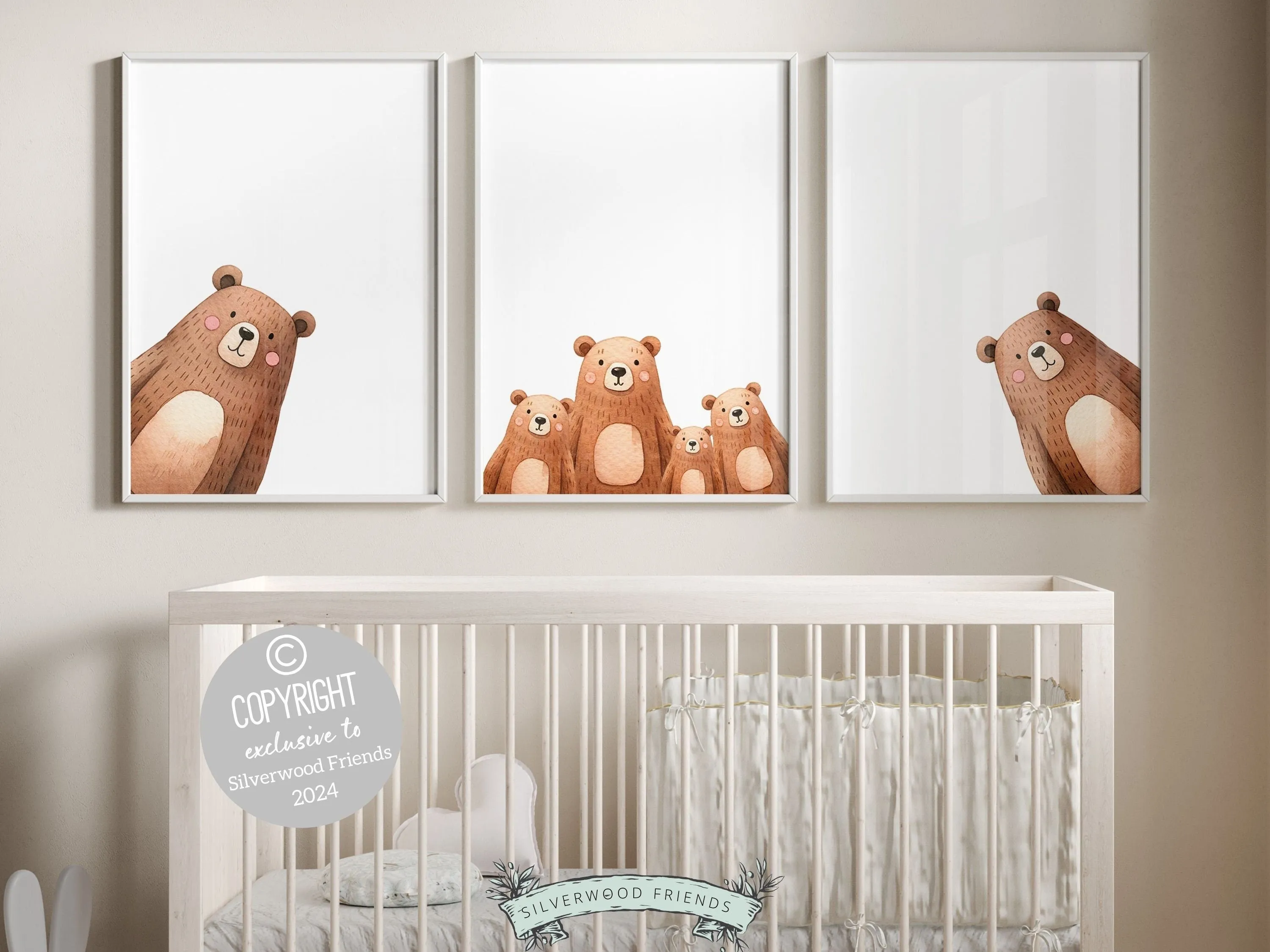 Peeking Bear Nursery Print - Family 6