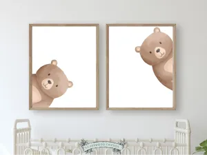 Peeking Bear Nursery Print Set of 2