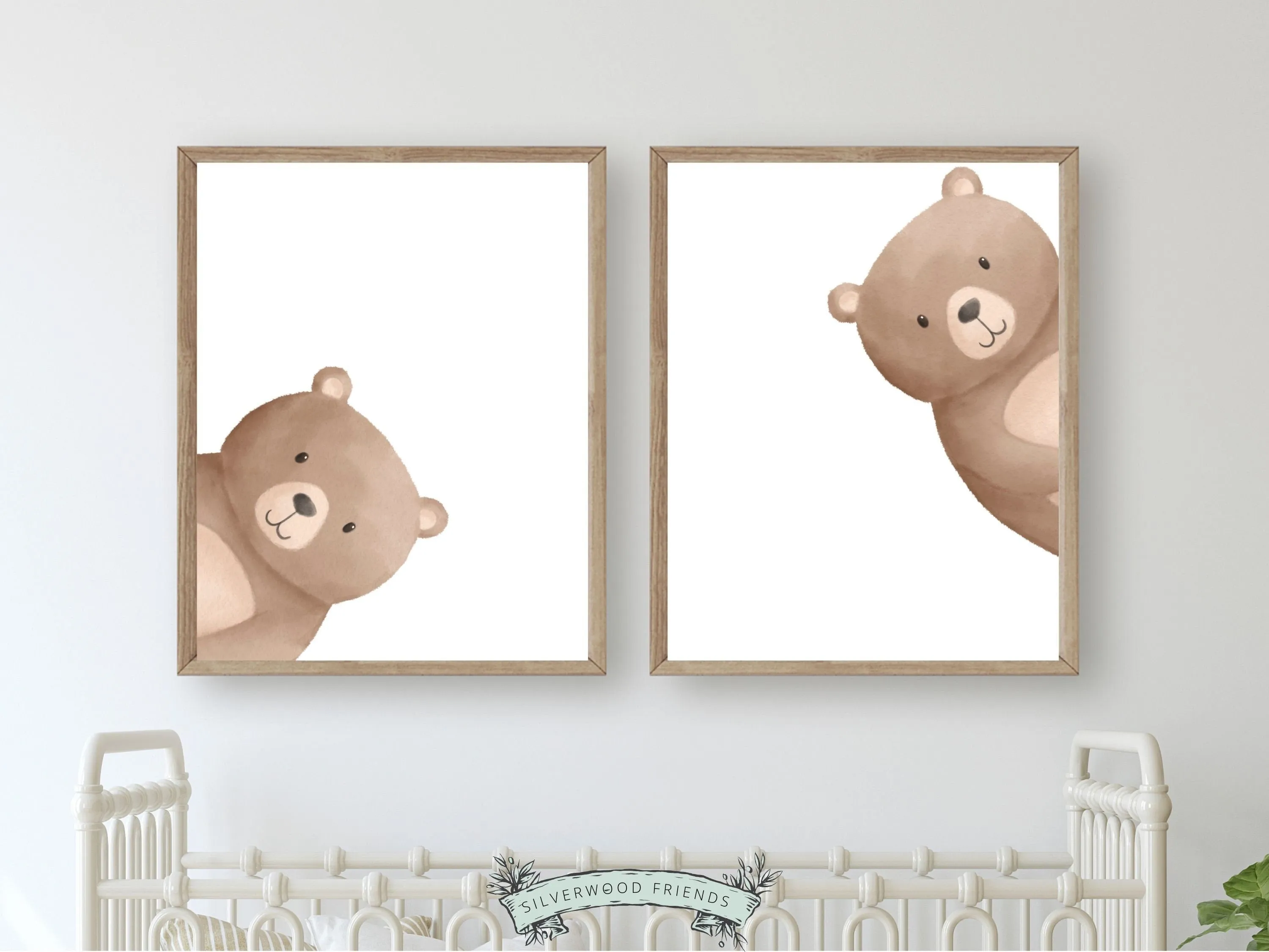 Peeking Bear Nursery Print Set of 2