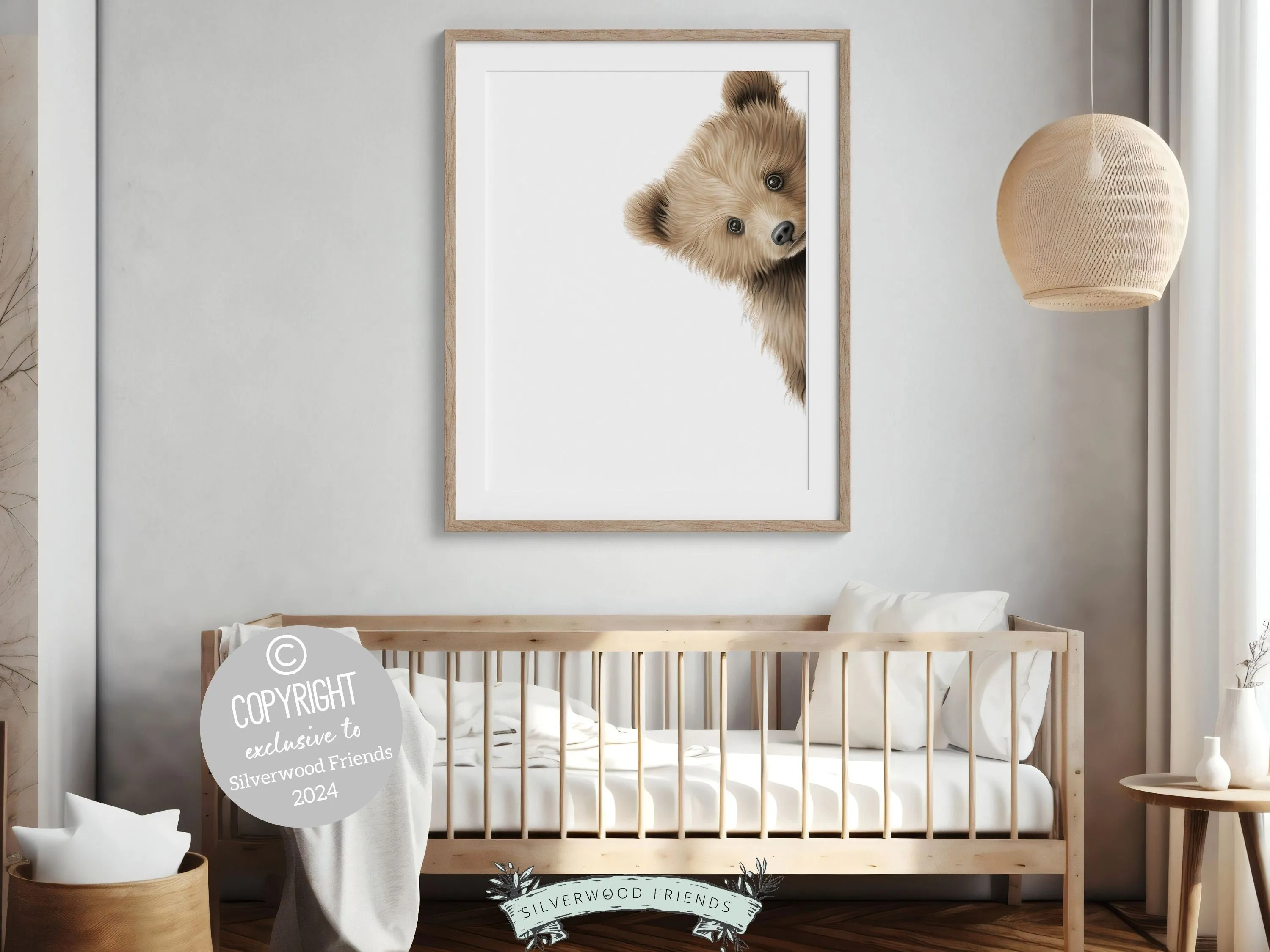 Peeking Bear Nursery Print