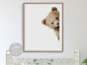Peeking Bear Nursery Print